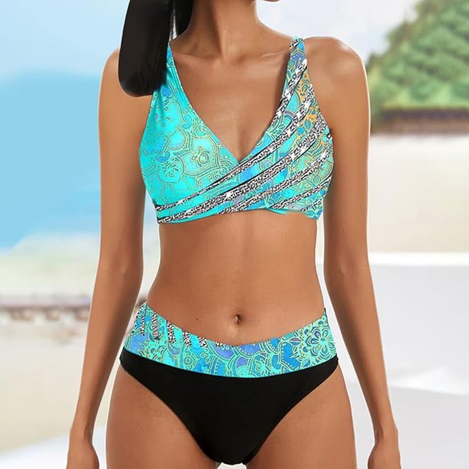 Wendy - Kleurblok Hoog Getailleerde Bikinisets