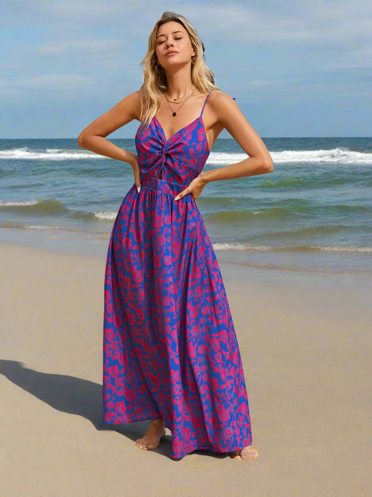 Jessa - Geknoopte maxi-jurk met bloemenprint