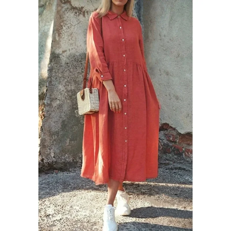 Andrea - Lente/zomer damesmode grote maat jurk met lange mouwen