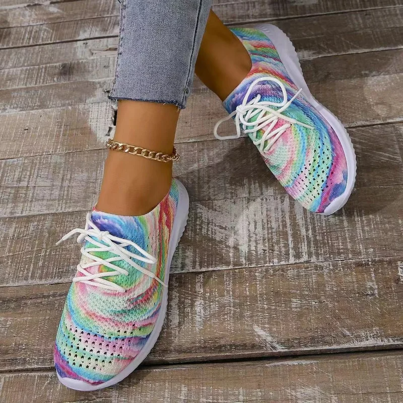 Rosa - Mesh gebreide sneakers in mixkleuren