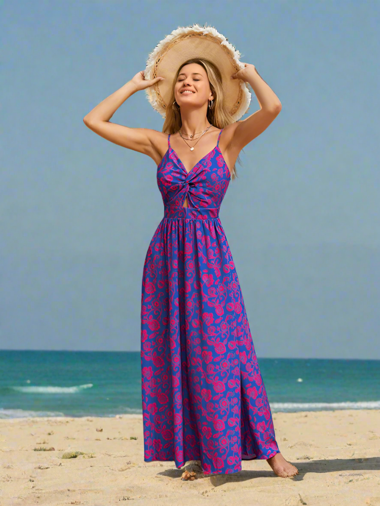 Jessa - Geknoopte maxi-jurk met bloemenprint