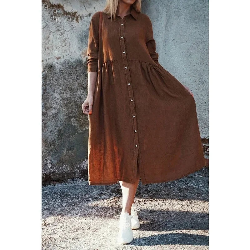 Andrea - Lente/zomer damesmode grote maat jurk met lange mouwen