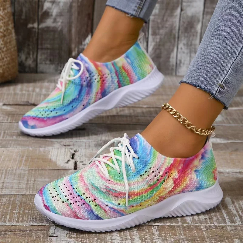 Rosa - Mesh gebreide sneakers in mixkleuren