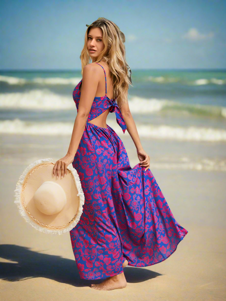 Jessa - Geknoopte maxi-jurk met bloemenprint