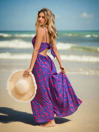 Jessa - Geknoopte maxi-jurk met bloemenprint