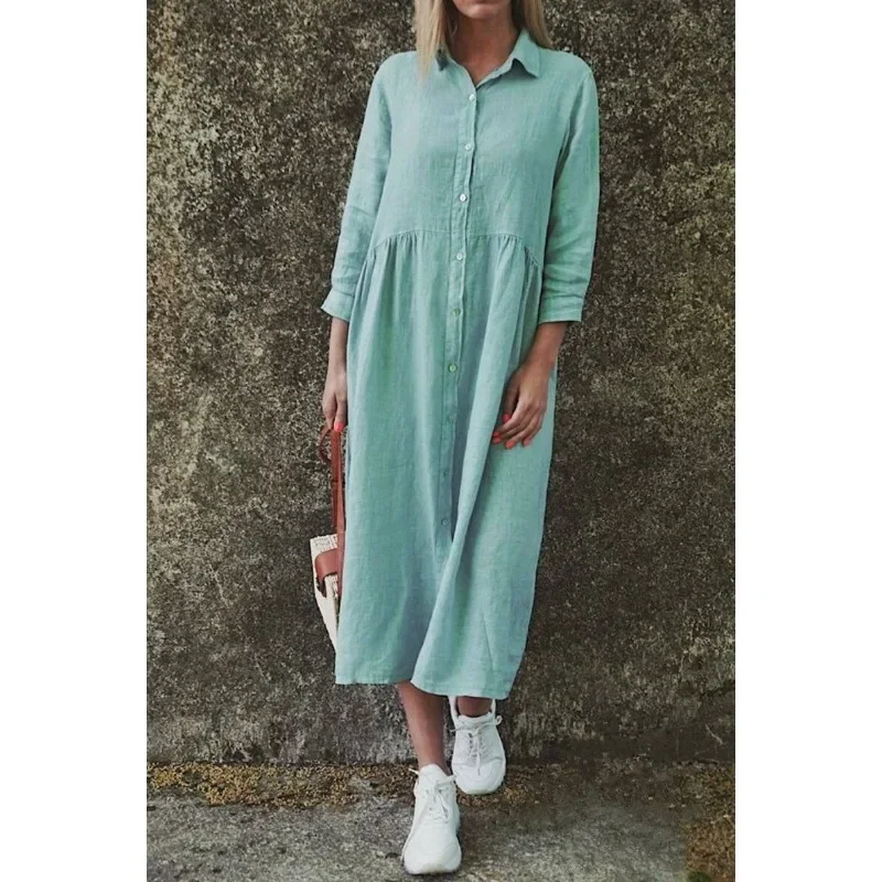 Andrea - Lente/zomer damesmode grote maat jurk met lange mouwen