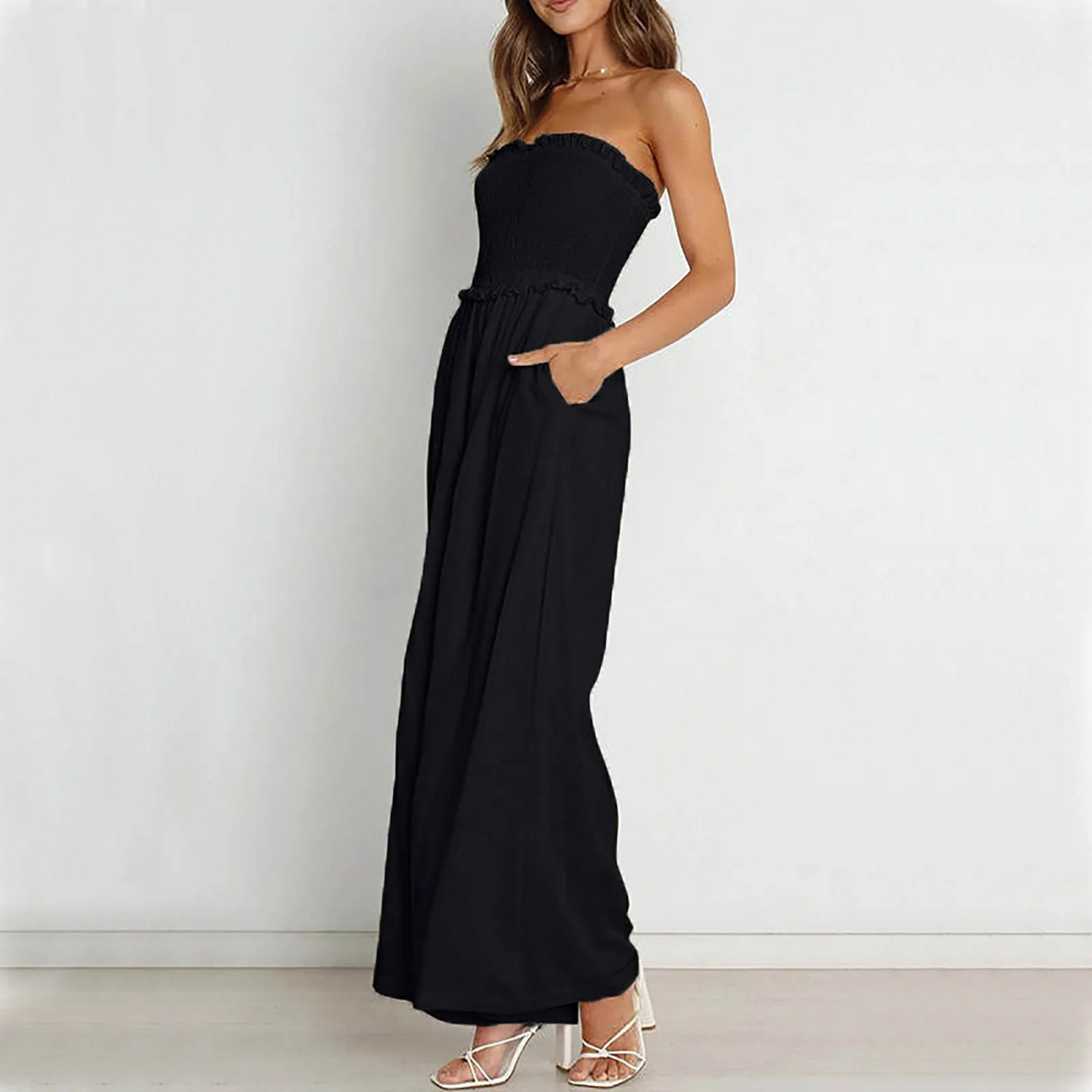 Phoebe - Boheemse strapless jumpsuit