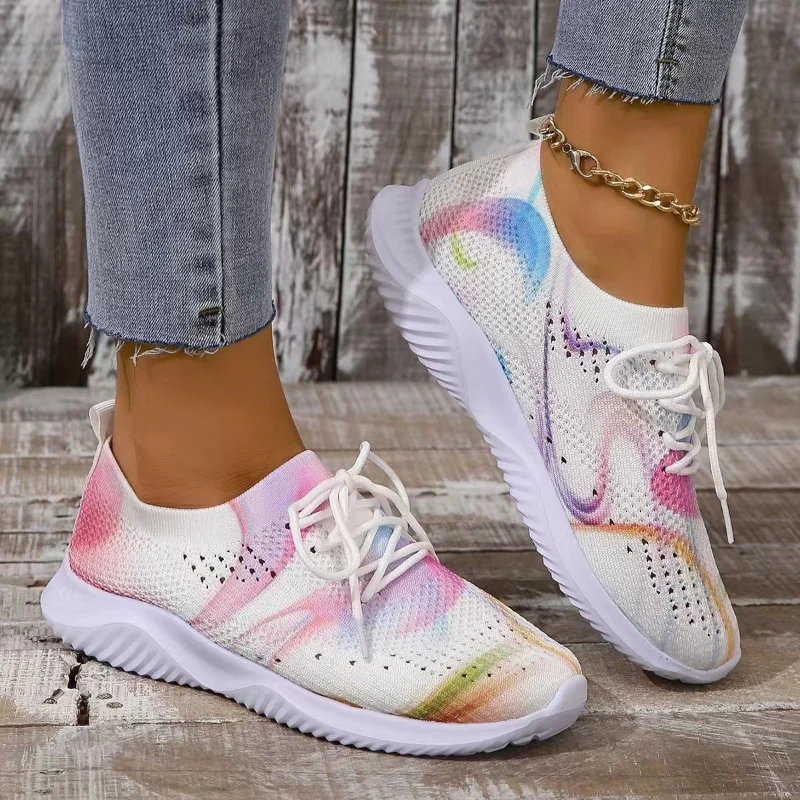 Rosa - Mesh gebreide sneakers in mixkleuren