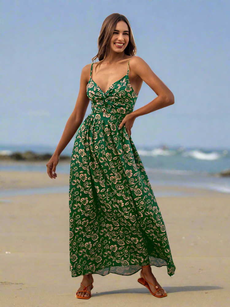 Jessa - Geknoopte maxi-jurk met bloemenprint