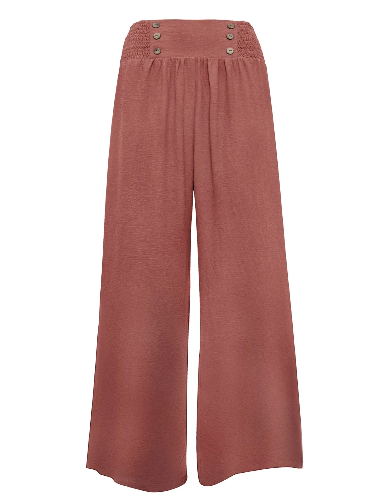 Lina - Mode Damesbroek met elastische taille en wijde pijpen