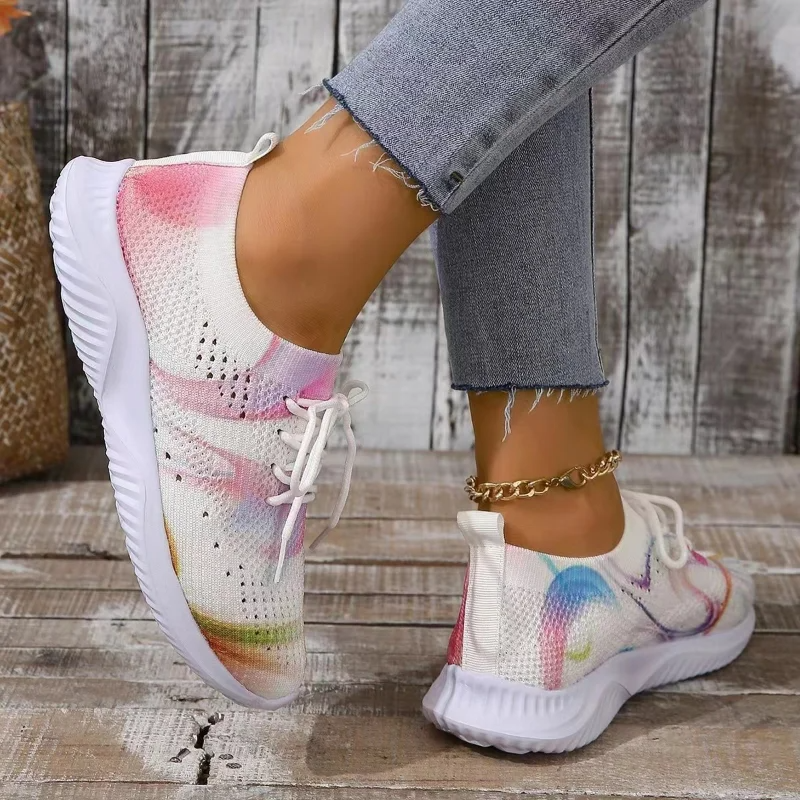 Rosa - Mesh gebreide sneakers in mixkleuren