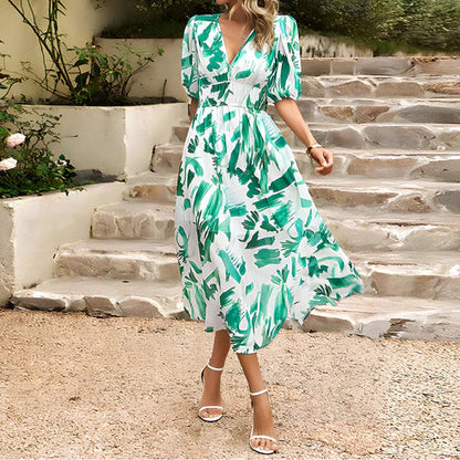 Maxine - Platte sandalen voor damesFeminiene bloemenjurk met pofmouwen