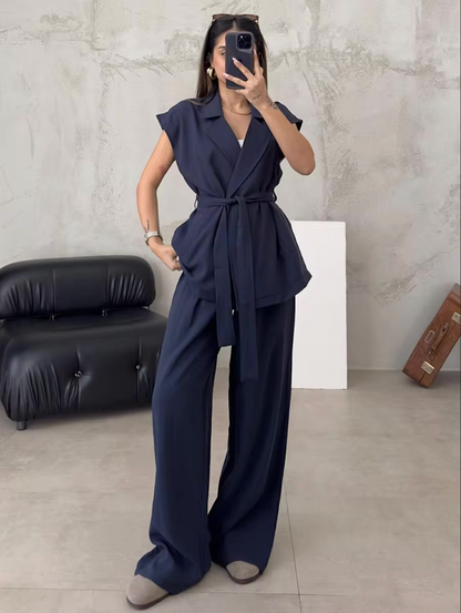 Lorie - Elegante vintage 2-delige set met hoge taille en wijde pijpen