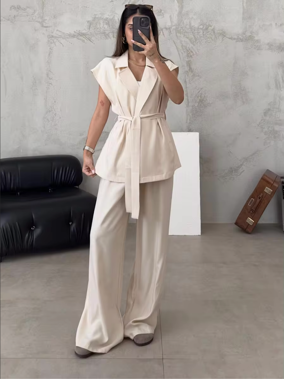 Lorie - Elegante vintage 2-delige set met hoge taille en wijde pijpen
