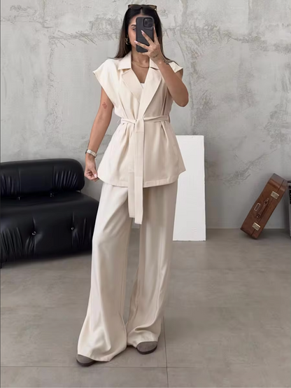 Lorie - Elegante vintage 2-delige set met hoge taille en wijde pijpen