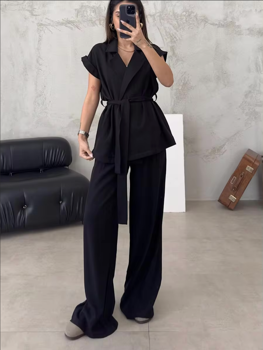 Lorie - Elegante vintage 2-delige set met hoge taille en wijde pijpen