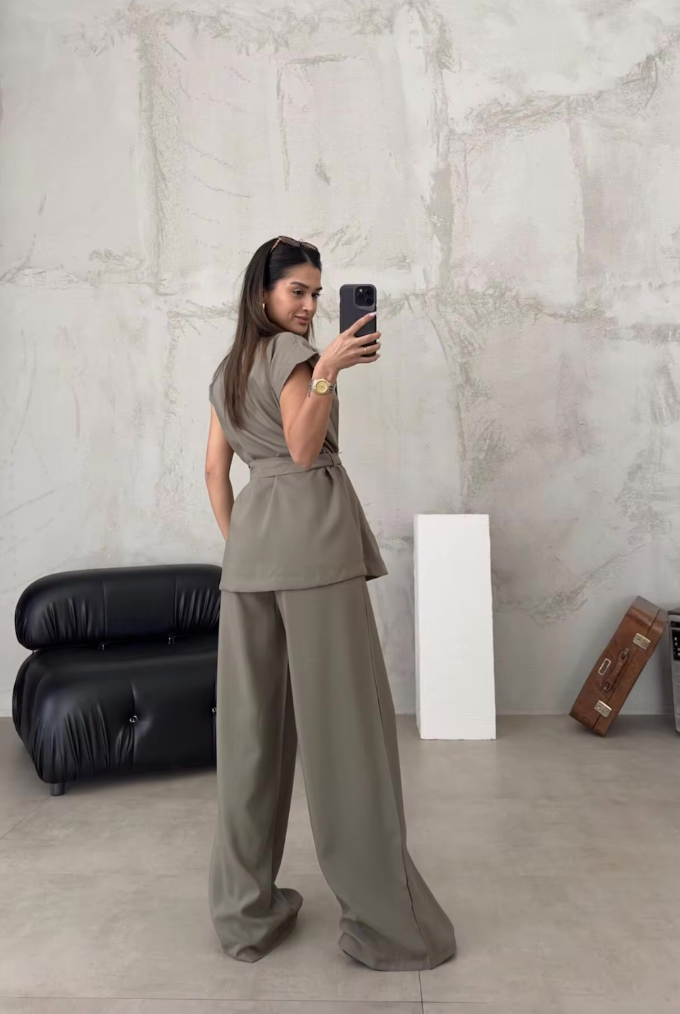 Lorie - Elegante vintage 2-delige set met hoge taille en wijde pijpen