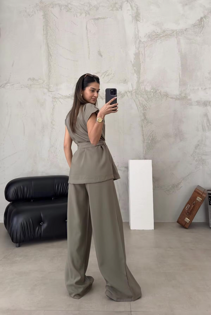 Lorie - Elegante vintage 2-delige set met hoge taille en wijde pijpen