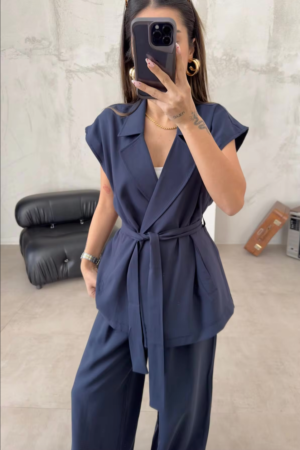 Lorie - Elegante vintage 2-delige set met hoge taille en wijde pijpen