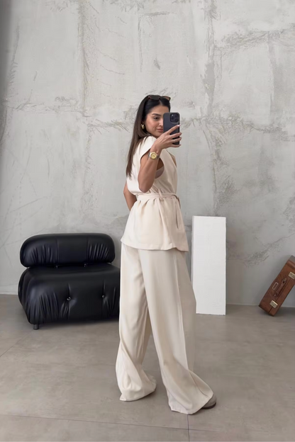 Lorie - Elegante vintage 2-delige set met hoge taille en wijde pijpen