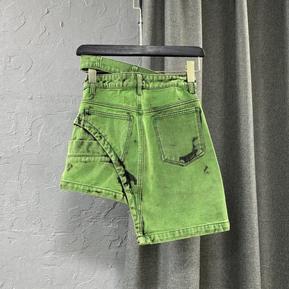 Alexandra - Asymmetrische Denimrok Met Hoge Taille