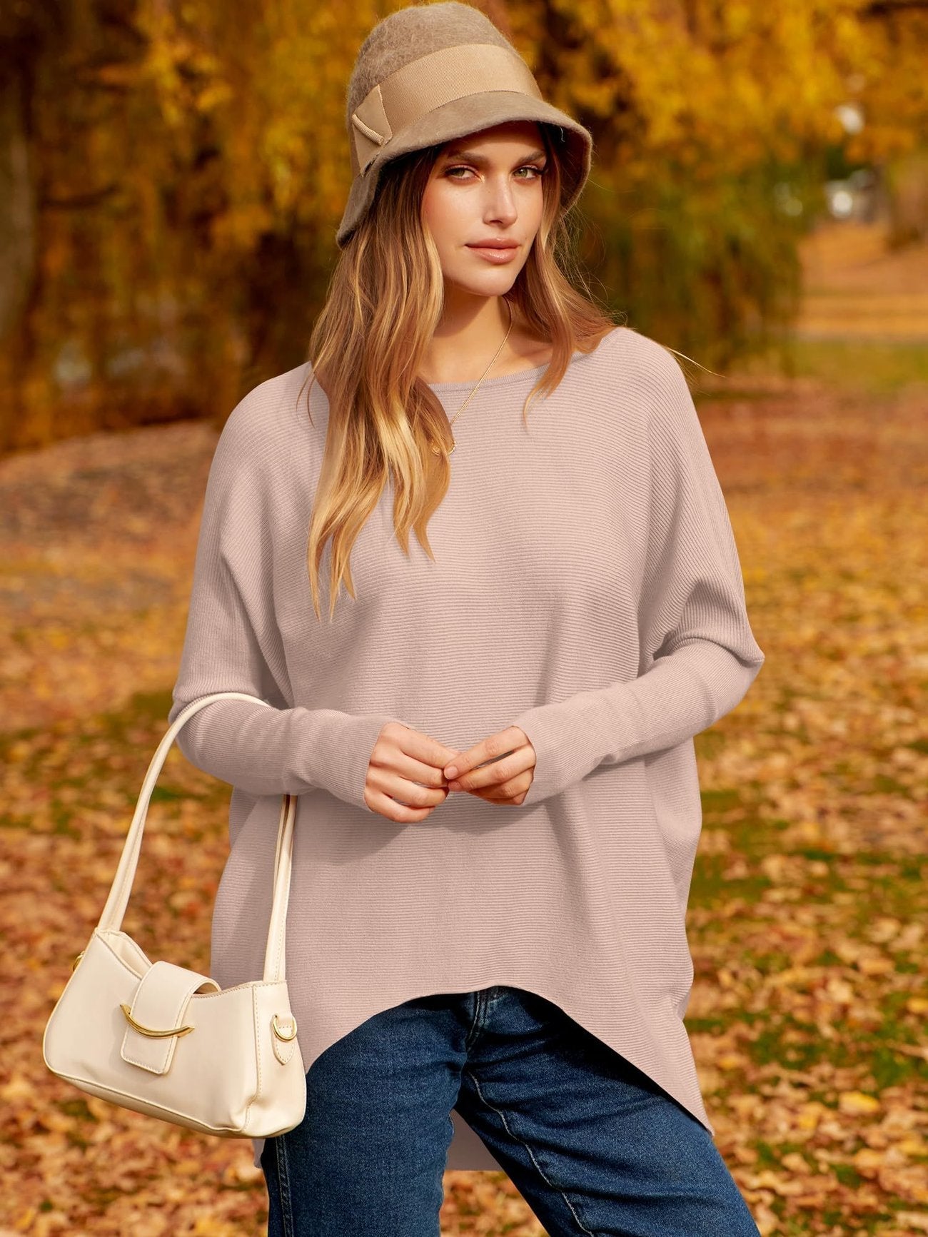 Charlotte - Gebreide Trui Met Onregelmatige Oversized Dolmanmouwen Voor Dames